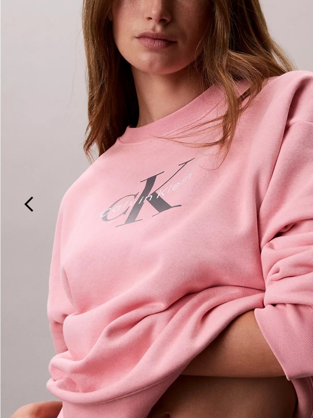 Calvin Klein Performance Beige Crewneck Sweatshirt with Black Neckband